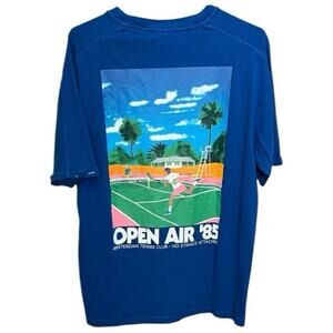 Scotch & Soda Amsterdam Tennis Graphic T-Shirt Open Air 85 Blue Short Sleeve - L